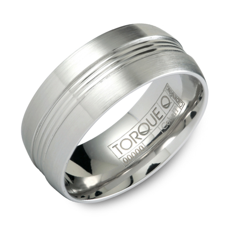 Cobalt 9mm Brushed Multi-Row Ribbed Wedding Band
