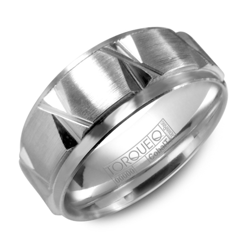 Cobalt 9mm Diamond Cut Angled Accent Wedding Band