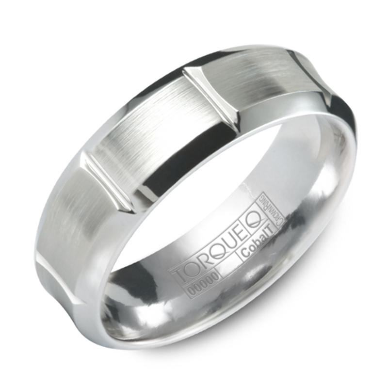 Cobalt 7mm Brushed Notched Beveled Wedding Band