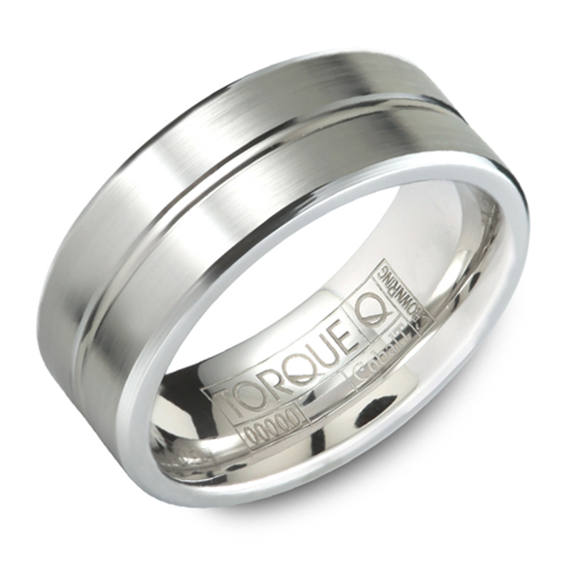 Cobalt 7mm Double Brushed Row Wedding Band