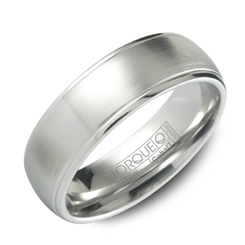 Cobalt 7mm Wide Brushed Domed Wedding Band