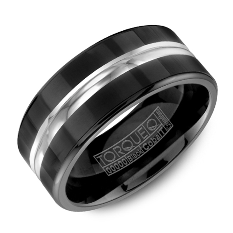 Black Cobalt 9mm Triple Row Polished Wedding Band