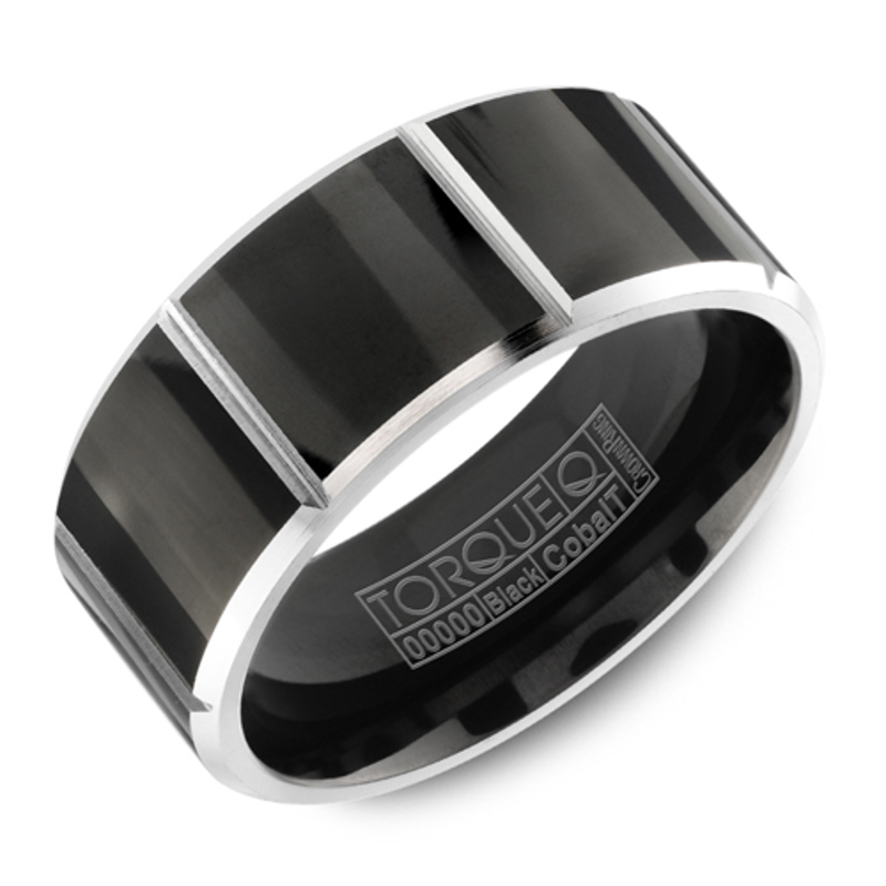 Black Cobalt 9mm Vertical Groove Wedding Band