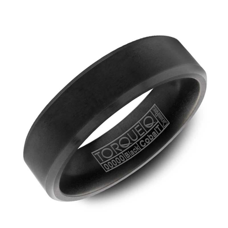 Black Cobalt 7mm Matte Beveled Wedding Band