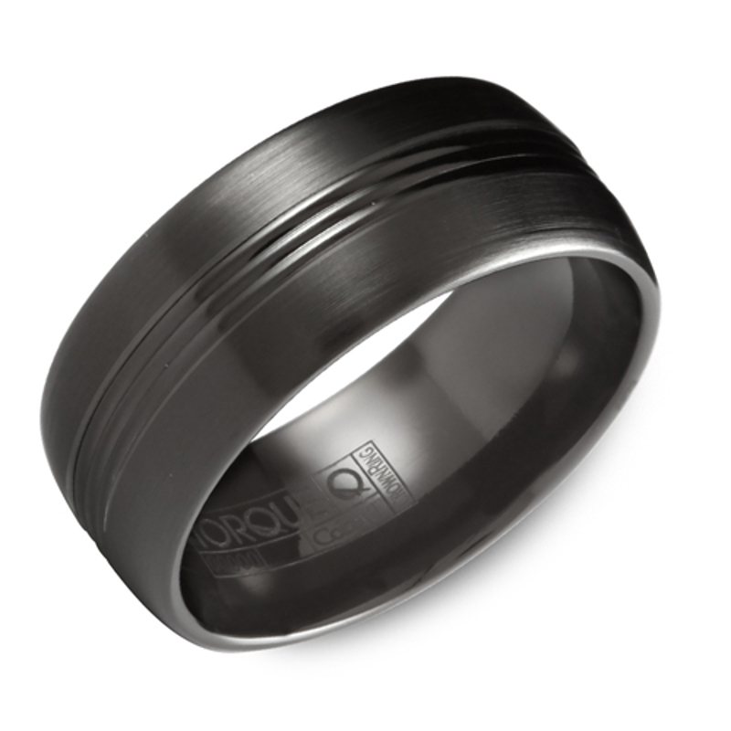 Black Cobalt 9mm Matte Triple Row Wedding Band