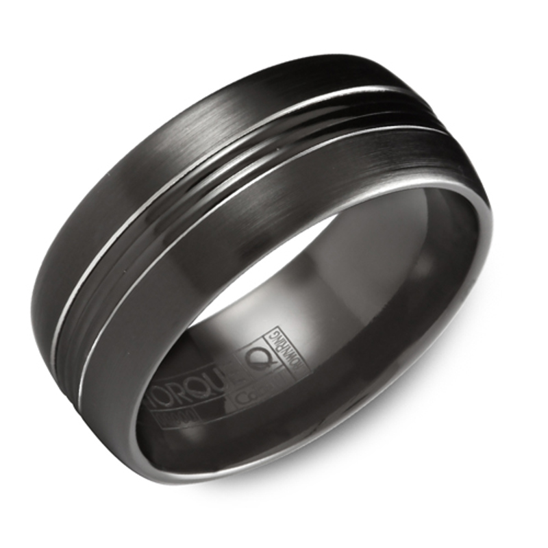 Black Cobalt 9mm Matte Triple Row Wedding Band