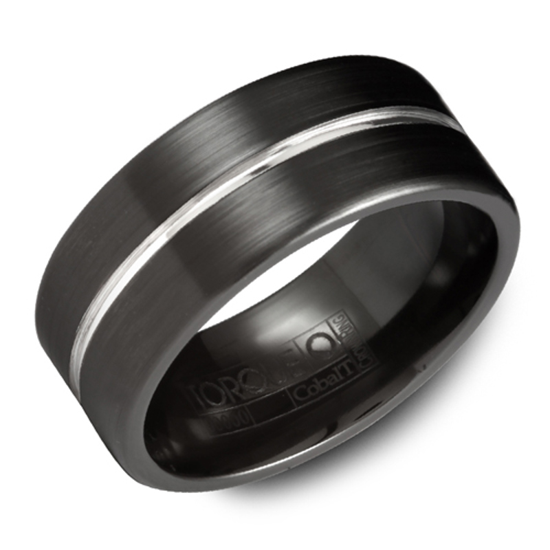 Black Cobalt 9mm Brushed Square Wedding Band
