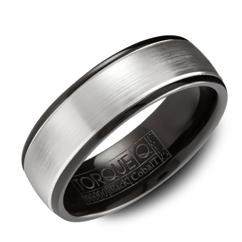 Black and White Cobalt 7mm Wedding Band