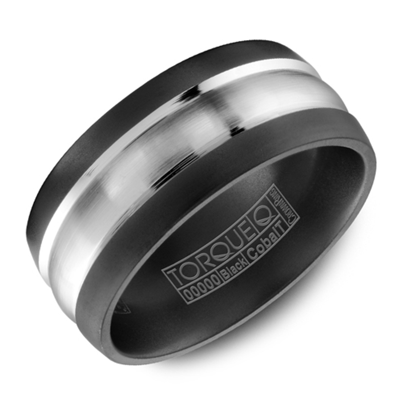 Black and White Cobalt 9mm Wide Wedding Band