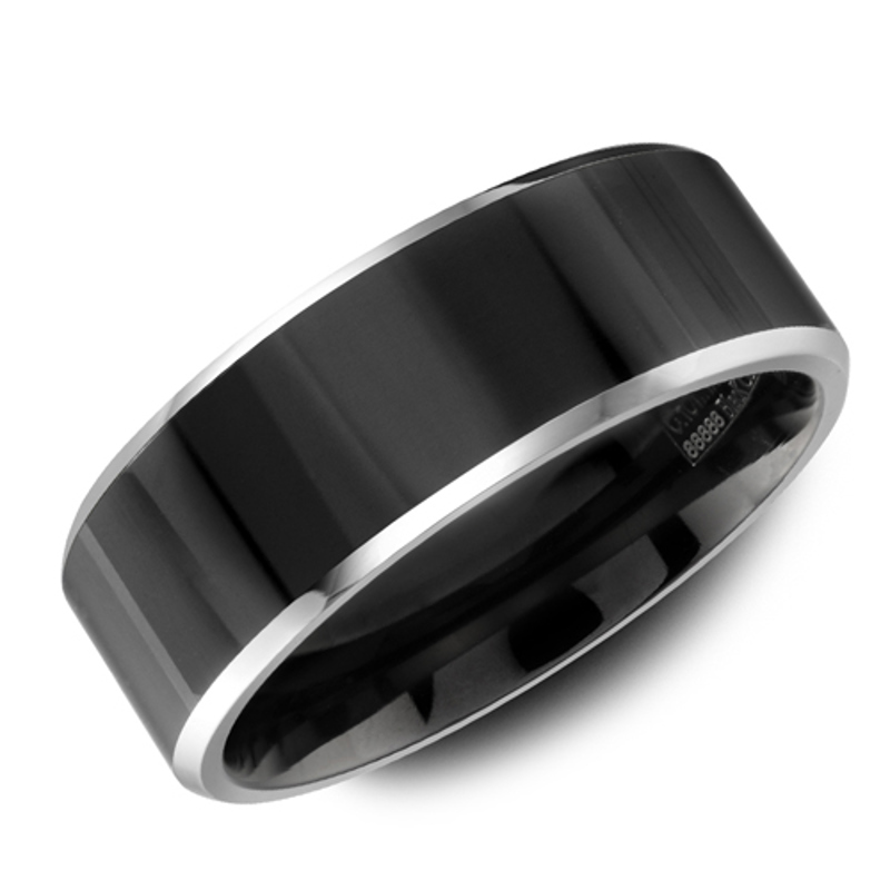 Black and White Cobalt 7mm Flat Wedding Band