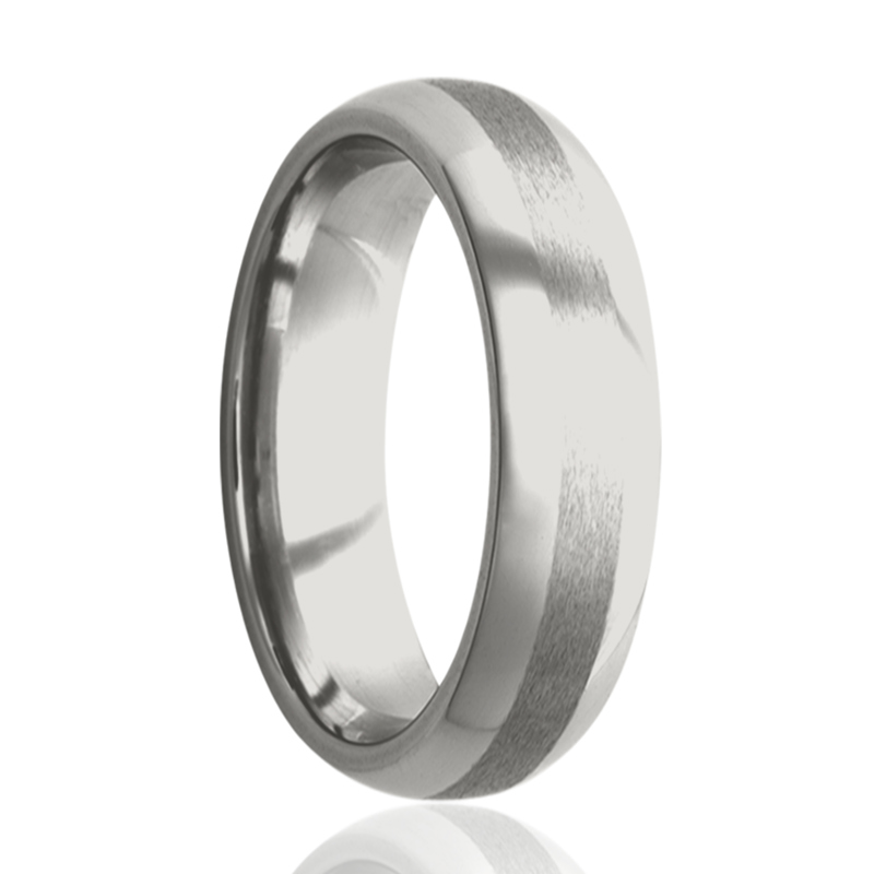 Cobalt 6mm High Polish and Satin Finish Domed Wedding Band