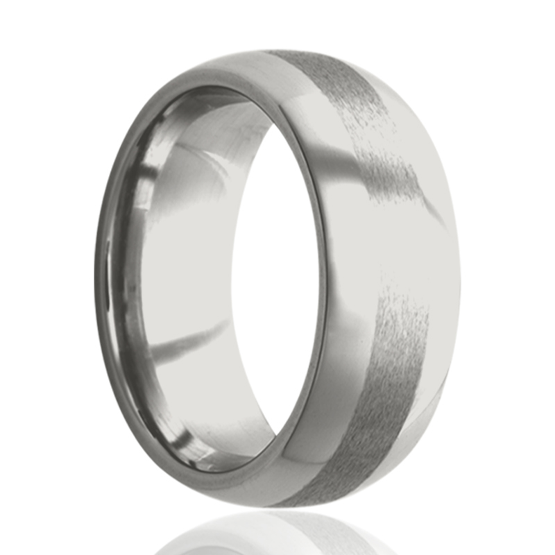 Cobalt 8mm High Polish and Satin Finish Domed Wedding Band