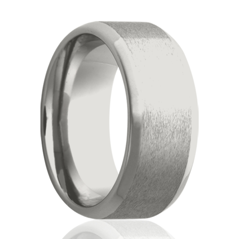 Cobalt 8mm Satin Finish and High Polished Beveled Edge Wedding Band