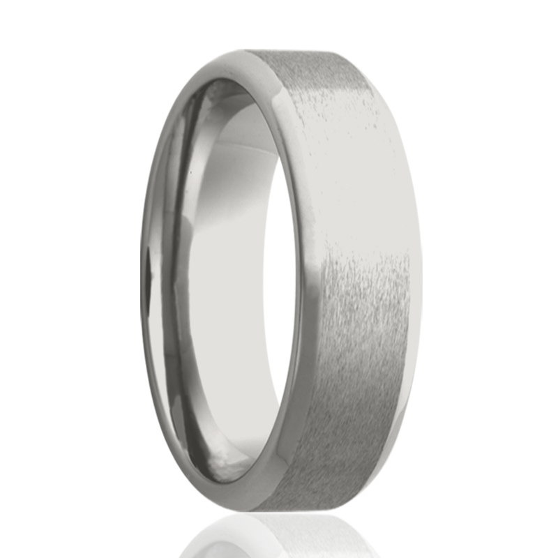 Cobalt 6mm Satin Finish and High Polished Beveled Edge Wedding Band