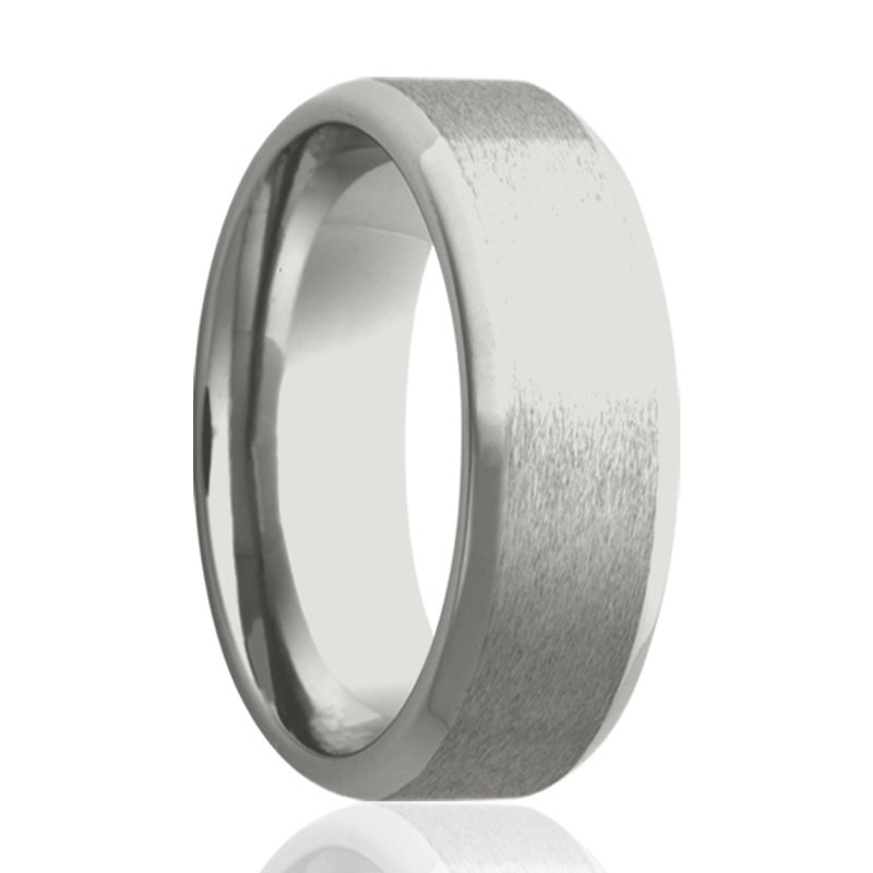 Cobalt 7mm Satin Finish and High Polished Beveled Edge Wedding Band