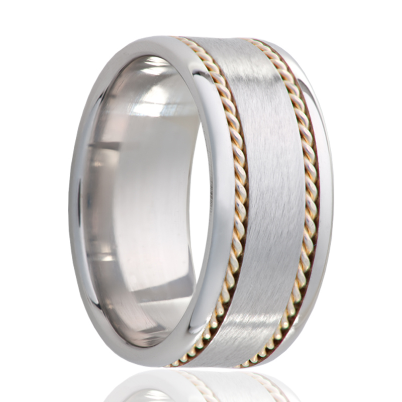 Cobalt and 14K Yellow Gold Rope Wedding Band