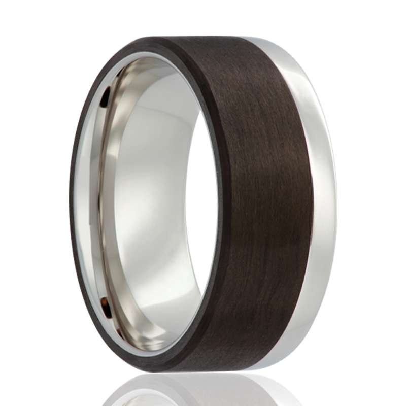 Cobalt and Carbon Fiber Inlay 8mm Wedding Band