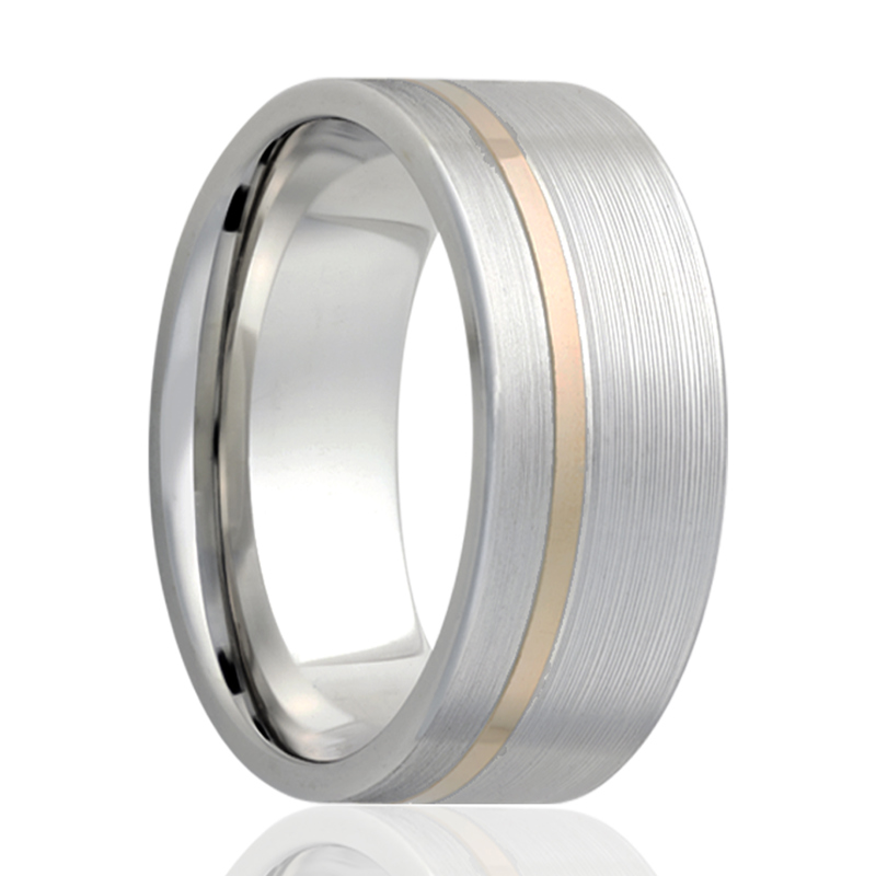 Cobalt and 14K Yellow Gold Inlay 8mm Wedding Band