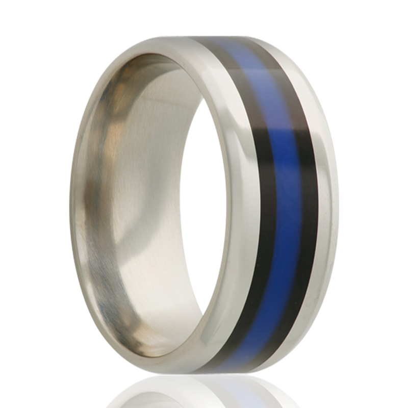 Cobalt and Blue Epoxy Inlay 8mm Wedding Band