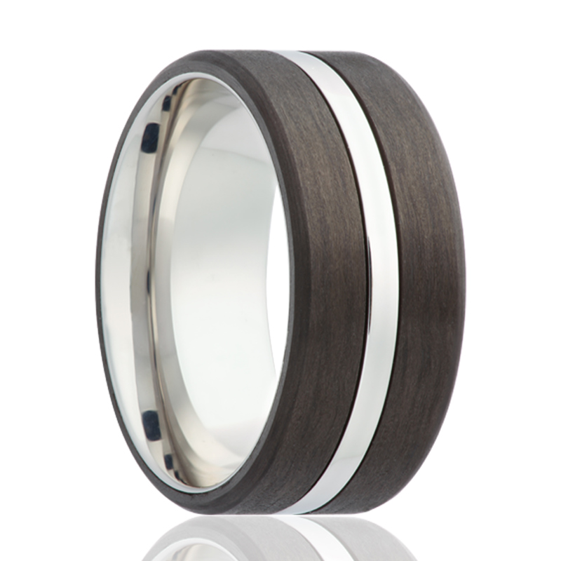 Cobalt and Carbon Fiber Inlay 8mm Wedding Band