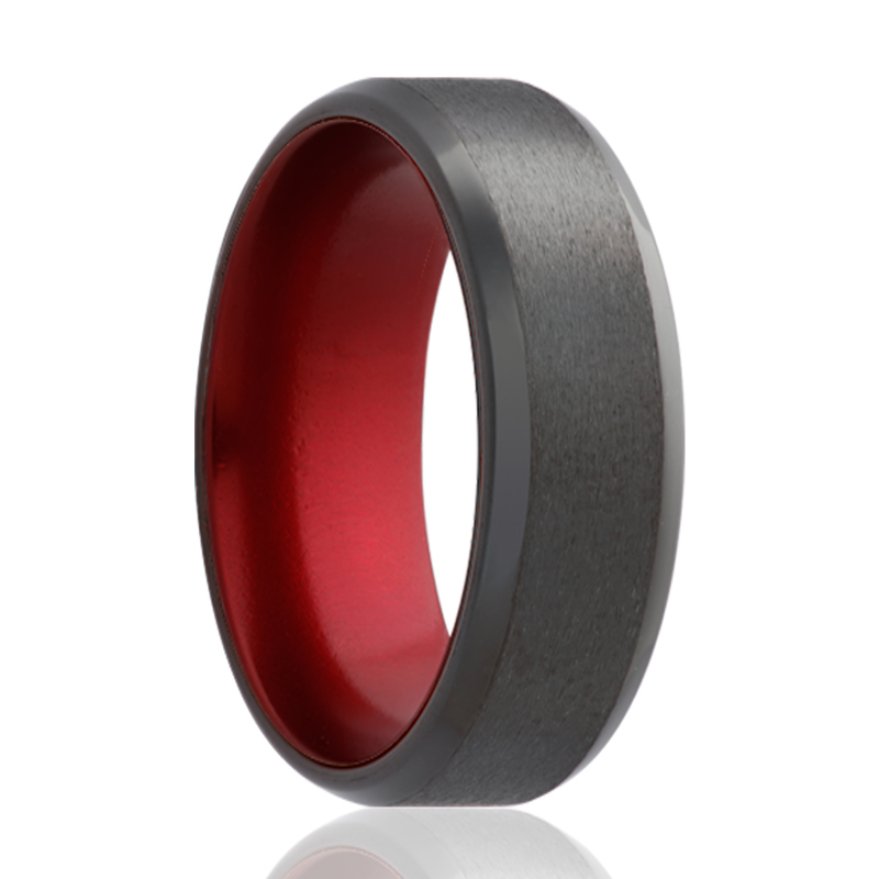 Zirconium and Red Undertone 7mm Wedding Band