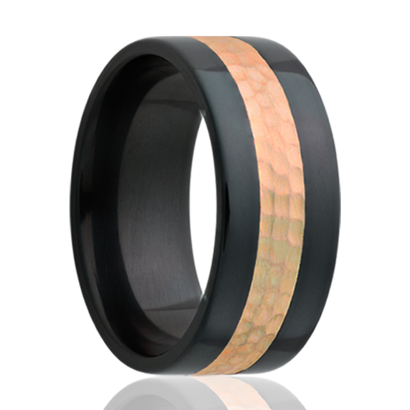 Zirconium and 14K Rose Gold 8mm Wedding Band