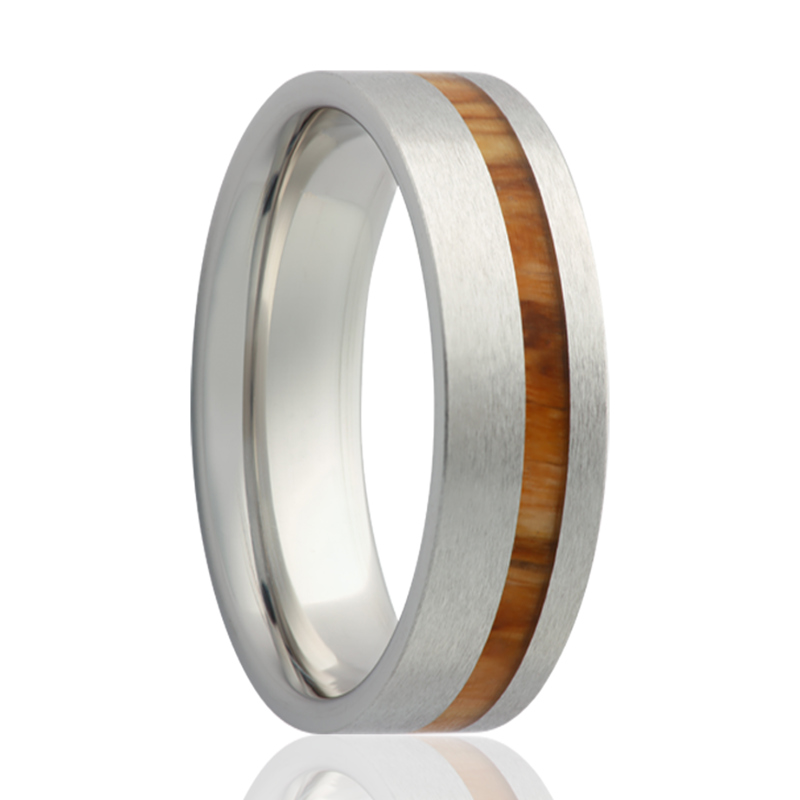 Cobalt and KOA Wood Inlay 6mm Satin Wedding Band