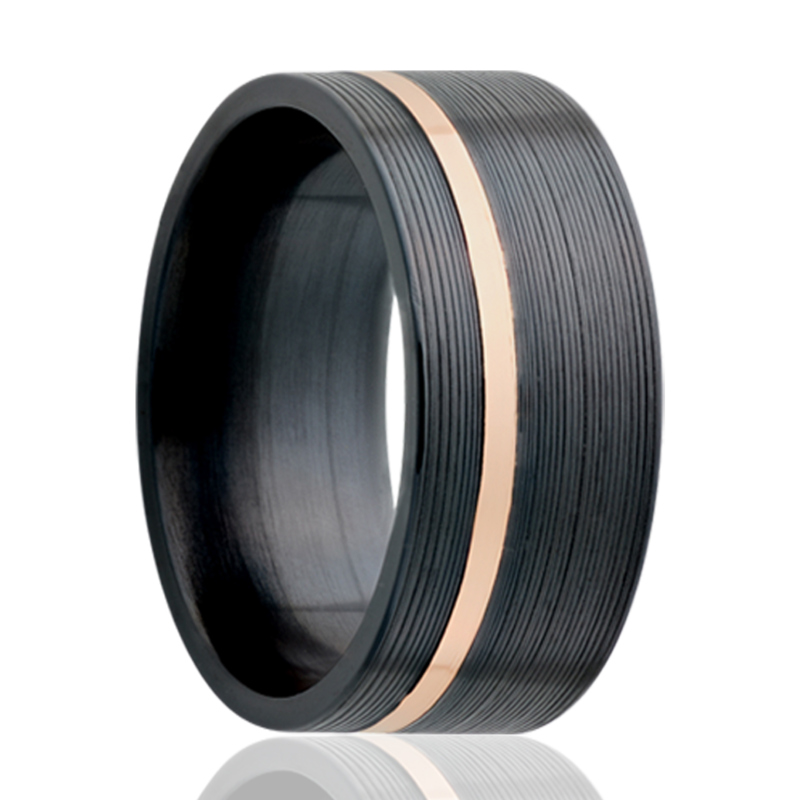 Zirconium and 14K Rose Gold 8mm Wedding Band