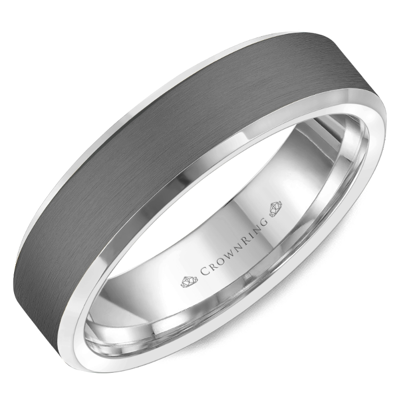 10K White Gold & Grey Tantalum 6mm Wedding Band