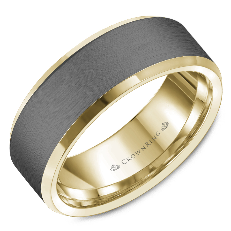 10K Yellow Gold & Grey Tantalum 8mm Wedding Band